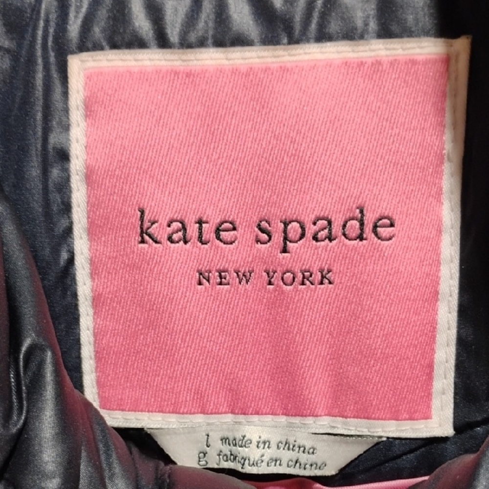 (X1) SALE! Kate Spade New York Navy Quilted Puffer Jacket Sz.L Worn 1X - Picture 2 of 8
